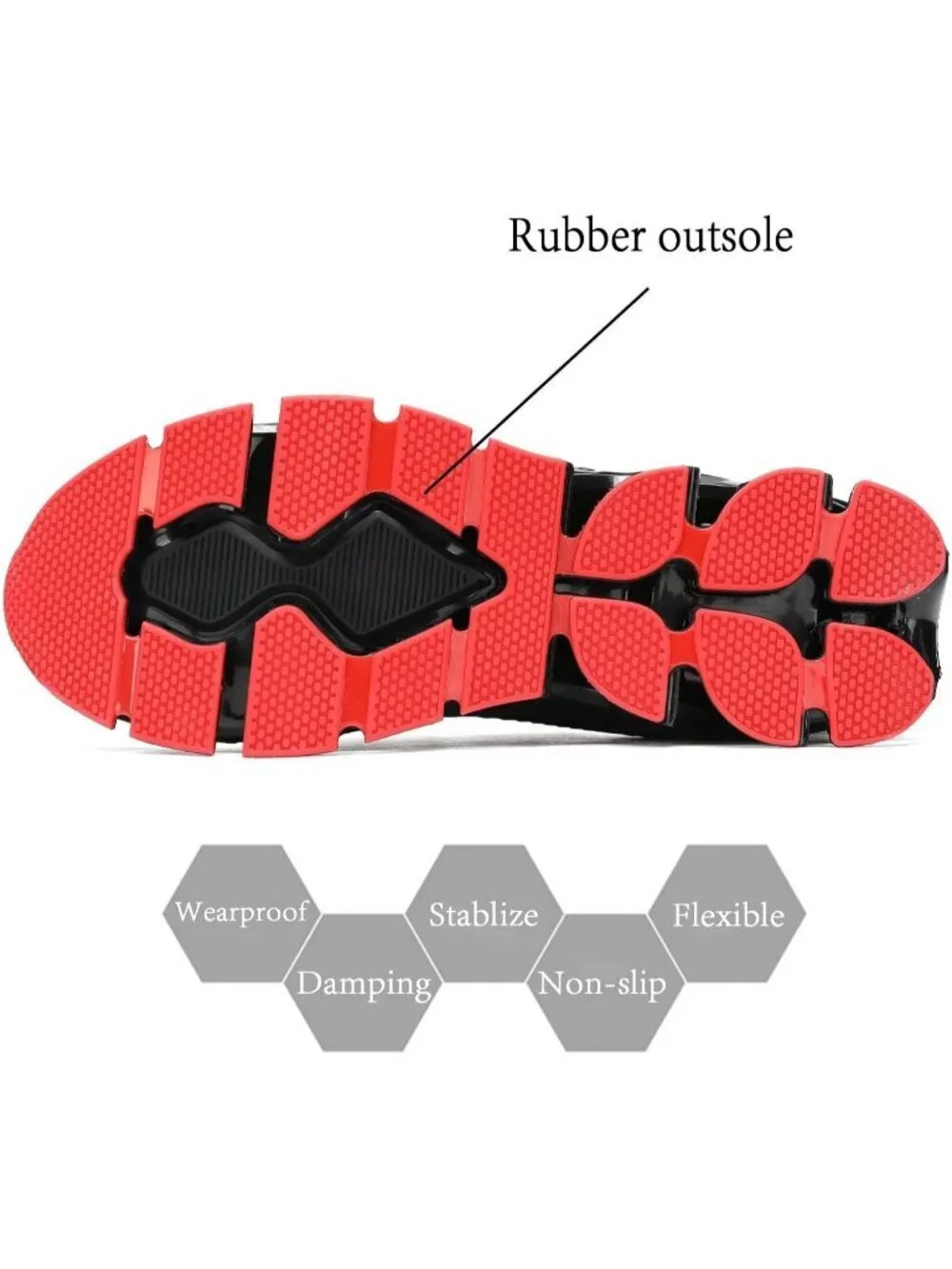 Men's Black Red Comfort Non Slip Blade Athletic Trainer Slip on Sneaker Shoes